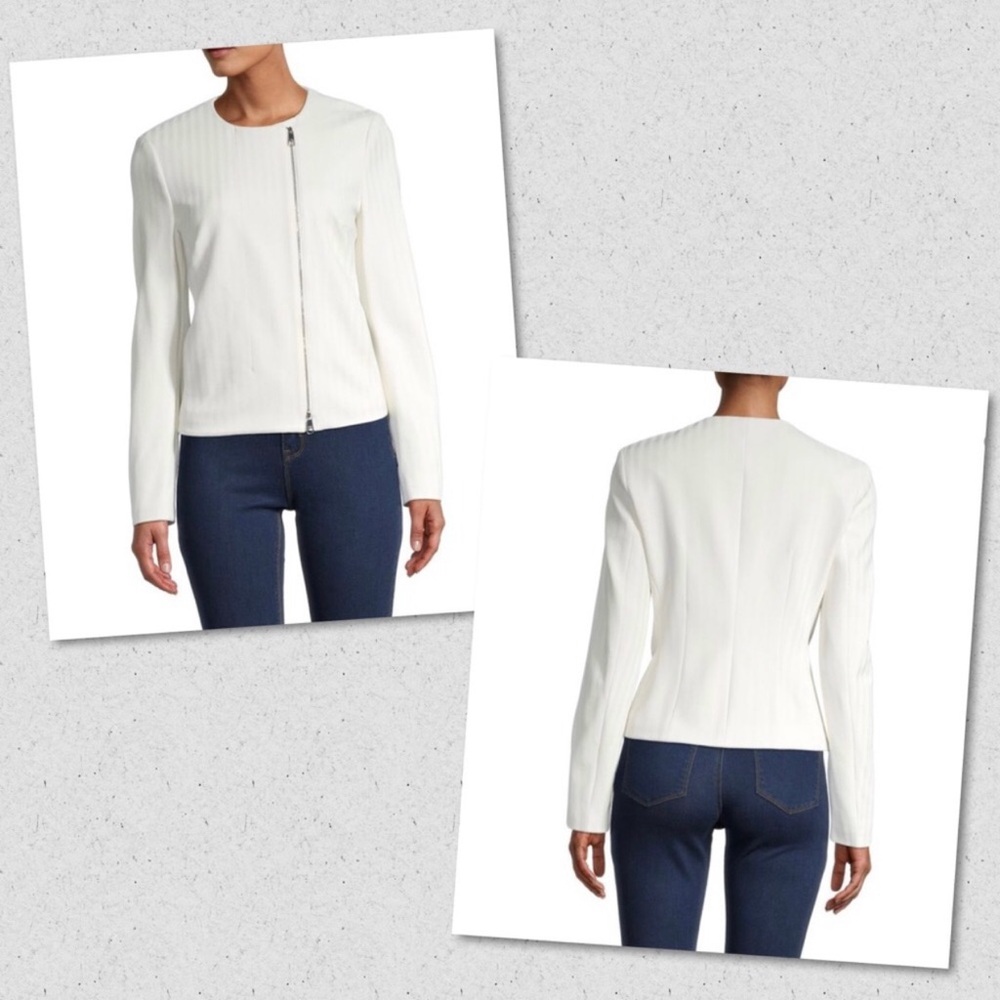 HUGO BOSS NWT Women’s Soft Cream Jersa Structure Herringbone Jersey Jacket Sz 14